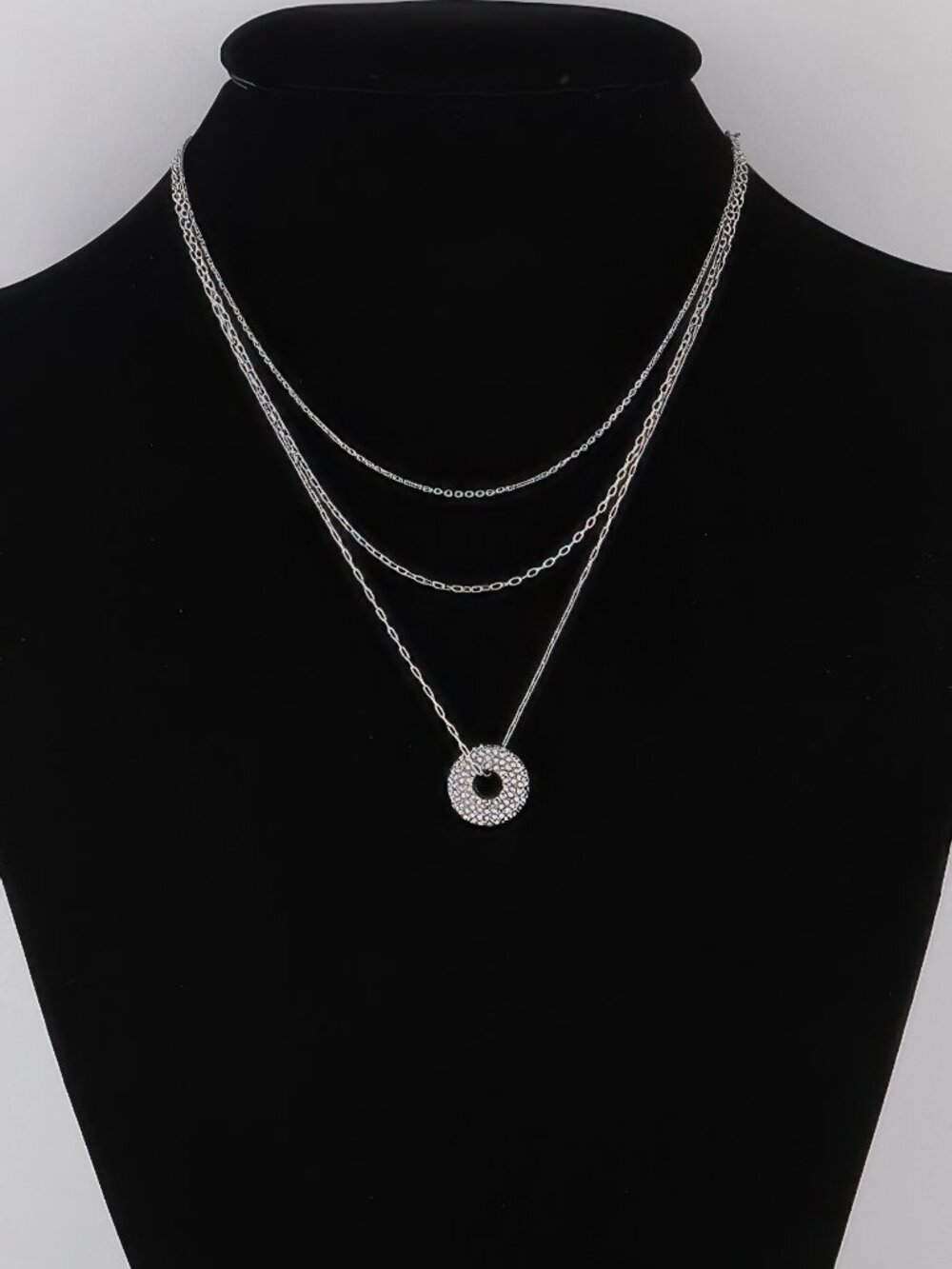 Jeweled Open Circle Pendant Necklace
